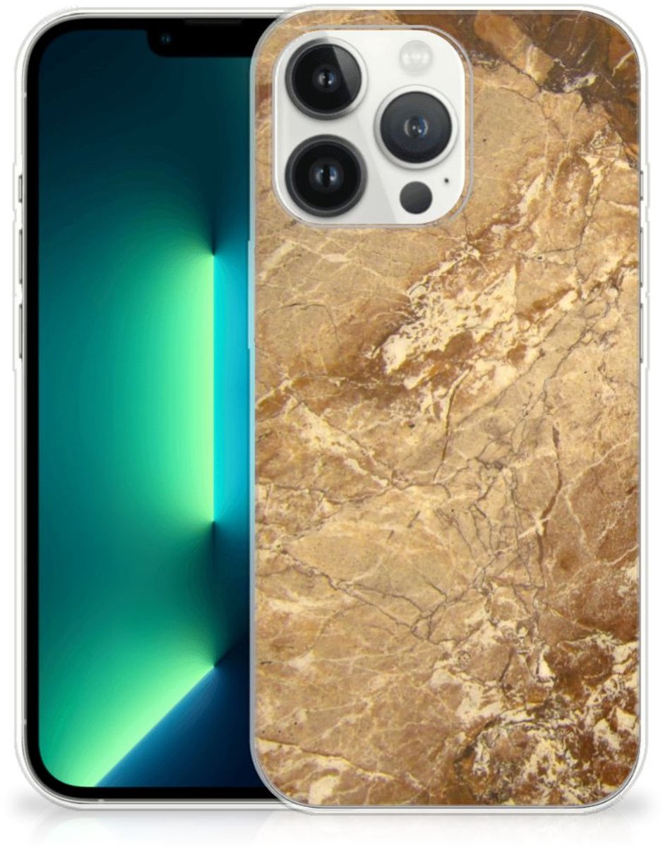 iPhone 13 Pro Max TPU Siliconen Hoesje Marmer Creme