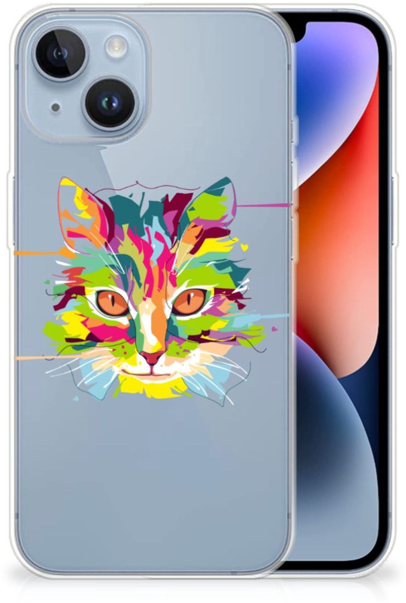 Apple iPhone 14 Telefoonhoesje met Naam Cat Color