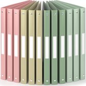 ACROPAQ - 8 x Ringmap 4 ringen - Ringbanden A4 met rug etiketten, Rug breedte 2,5 cm, Aarde, 'Natuur' Kleurencollectie - Ordners 4 rings A4, Ringmap 4 ringen, Ordner A4