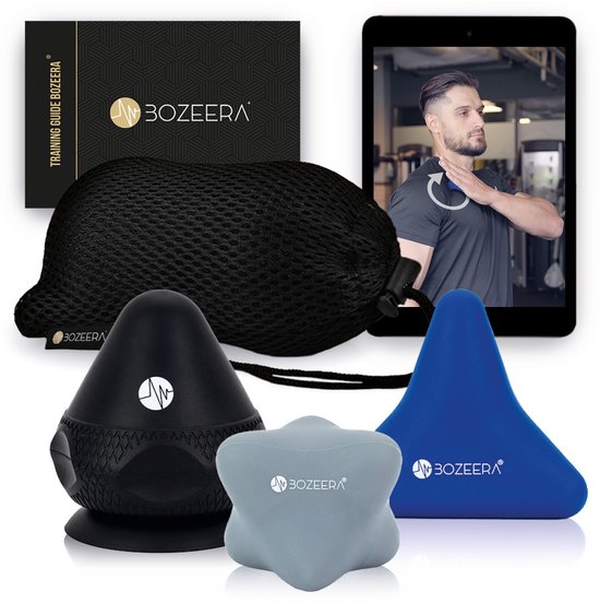 Set de boutons-poussoirs Triggerpoint BOZEERA - Massage des Triggerpoint - Outil Triggerpoint avec ventouse - Siècle des Lumières musculaires - Favorise la circulation sanguine - Set de Triggerpoint (3 pièces) - Avec manuel vidéo, affiche et sac