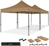 VONROC Easy-Up Partytent – 6x3 m – Premium easy-up Partytent - Set incl. 2x Tent en 1x Koppel-systeem - Modulair Ontwerp – Opvouwbaar – Waterdicht – Stalen Frame - 50+ UV Bescherming - Incl. Opbergtassen – Beige