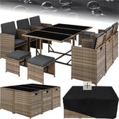Bol.com tectake® - Tuinset Malaga - Outdoor Balkon Tuinmeubelset - Loungeset met 6 stoelen 4 krukken 1 tafel en beschermhoes - W... aanbieding