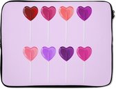 Housse pour ordinateur portable 17 pouces - Lolly - Cœur - Rose - Snoep - Laptop sleeve - Dimensions intérieures 41x28 cm - Dos noir