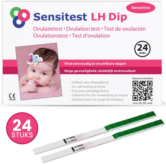 Sensitest Ovulatietest Dipstick Extra Sensitive – 48 stuks – Vind tot wel 4 vruchtbare dagen – Detecteert LH-piek – Uitslag in enkele minuten – Inclusief ovulatiekalender & handleiding