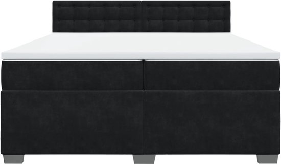 vidaXL - Sommier tapissier - avec - matelas - velours - noir - 200x200 - cm