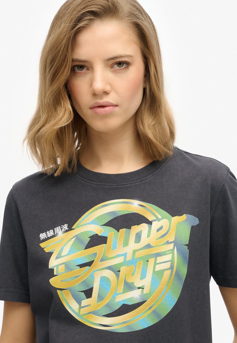 Superdry Rock Band-T-shirt met relaxte pasvorm Dames T-shirts Dark Charcoal