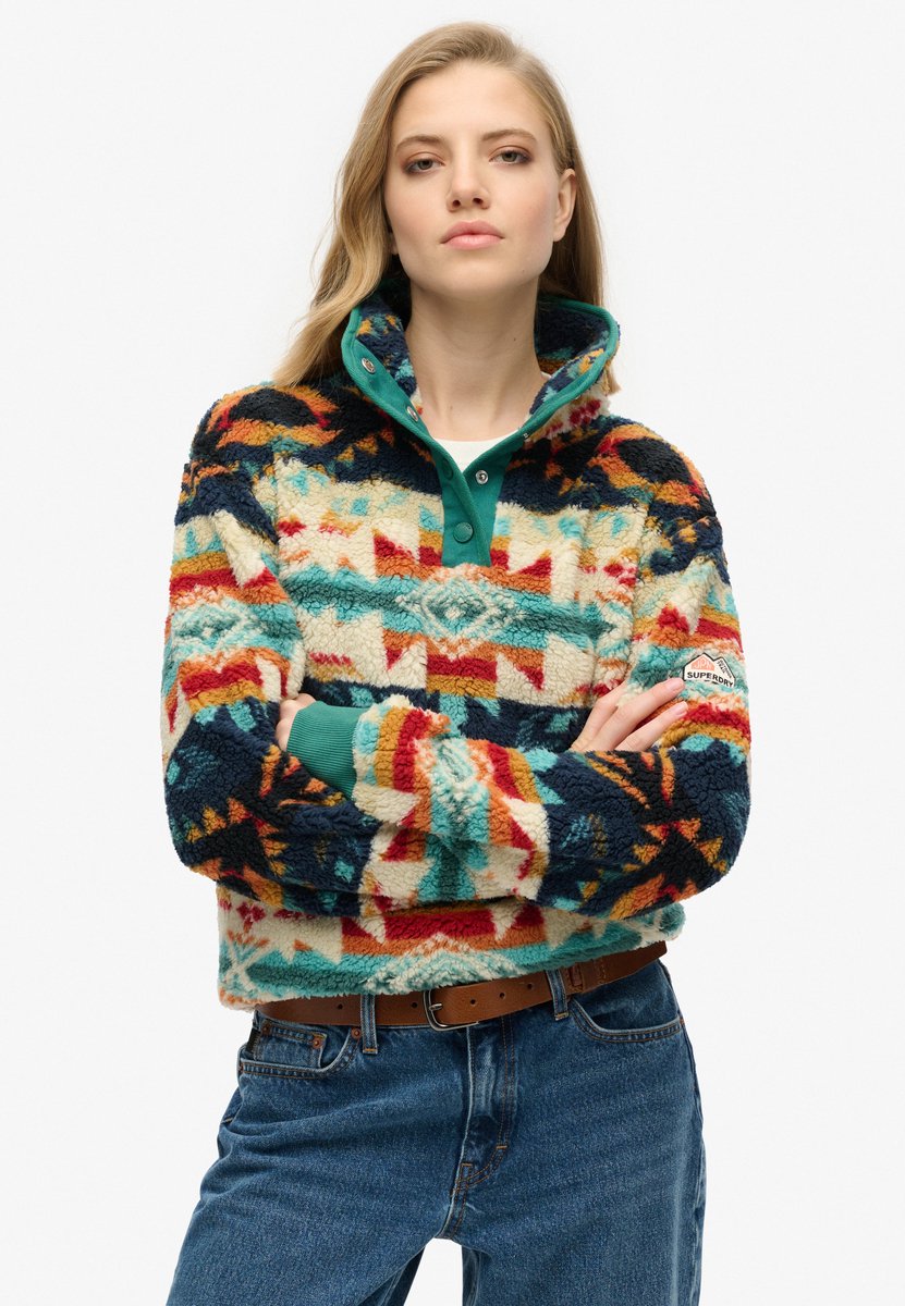 Superdry Superzachte kraagloze trui met Dames Truien Nava Quilt Print