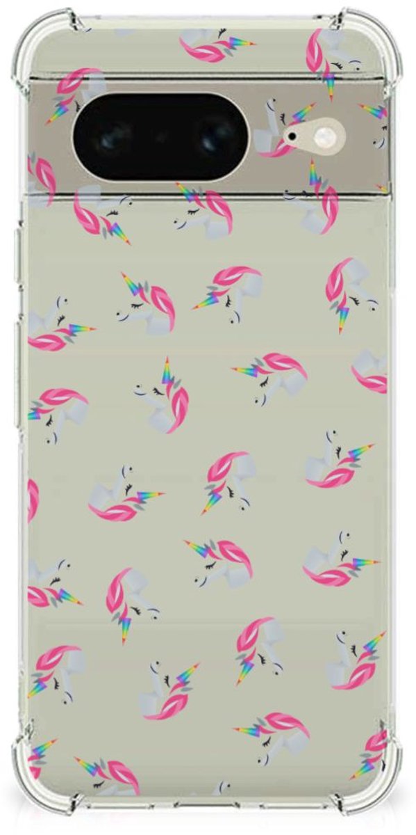 Doorzichtige Silicone Hoesje voor Google Pixel 8 Unicorns