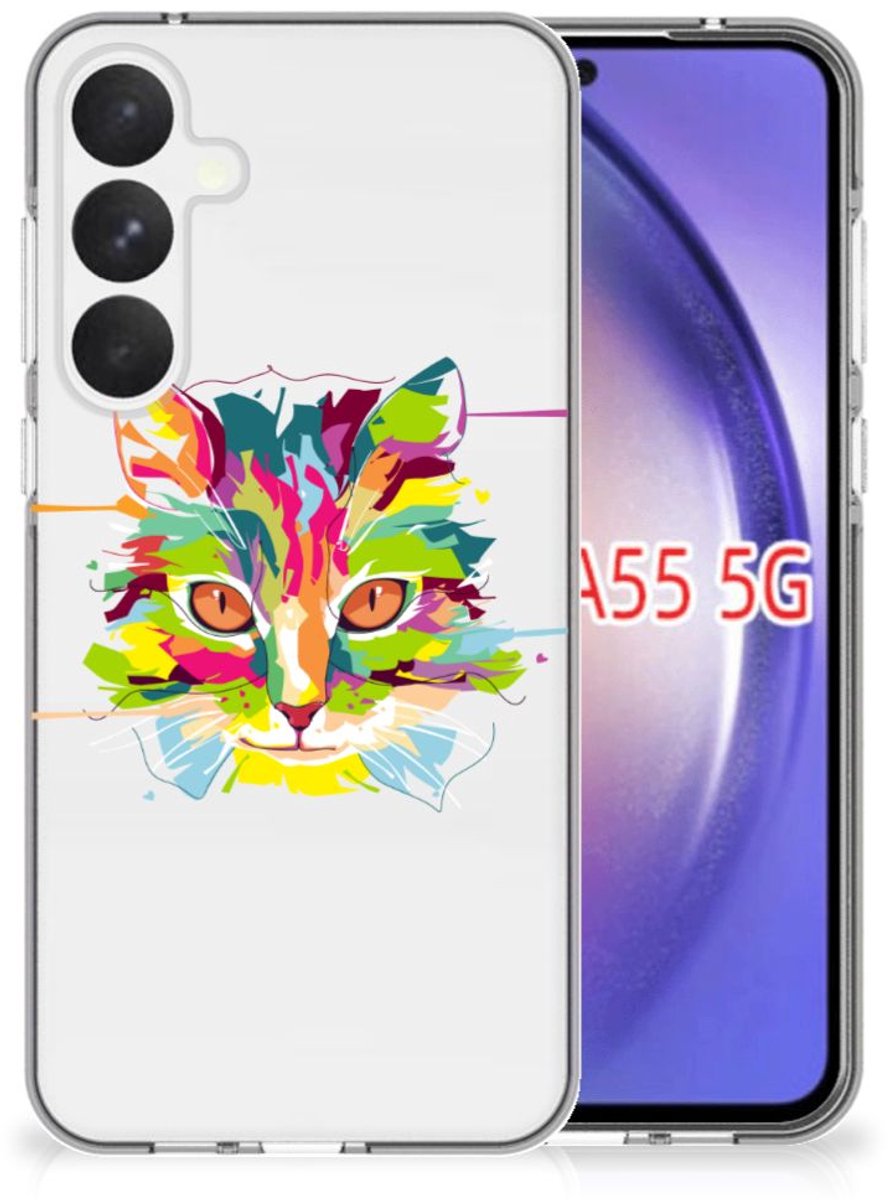 Samsung Galaxy A55 Telefoonhoesje met Naam Cat Color