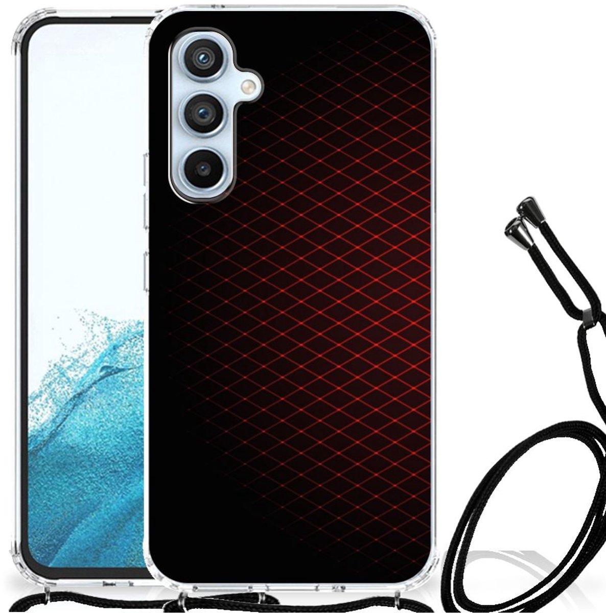 Samsung Galaxy A54 5G Doorzichtige Silicone Hoesje Geruit Rood