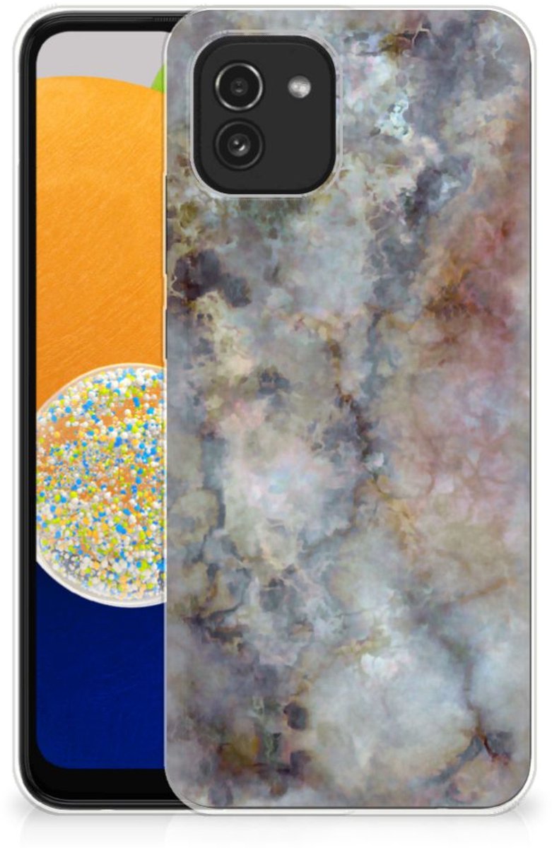 Samsung Galaxy A03 TPU Siliconen Hoesje Marmer Grijs