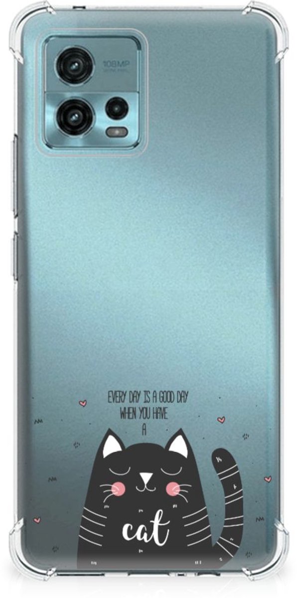 otorola Moto G72 Stevig Bumper Hoesje Cat Good Day