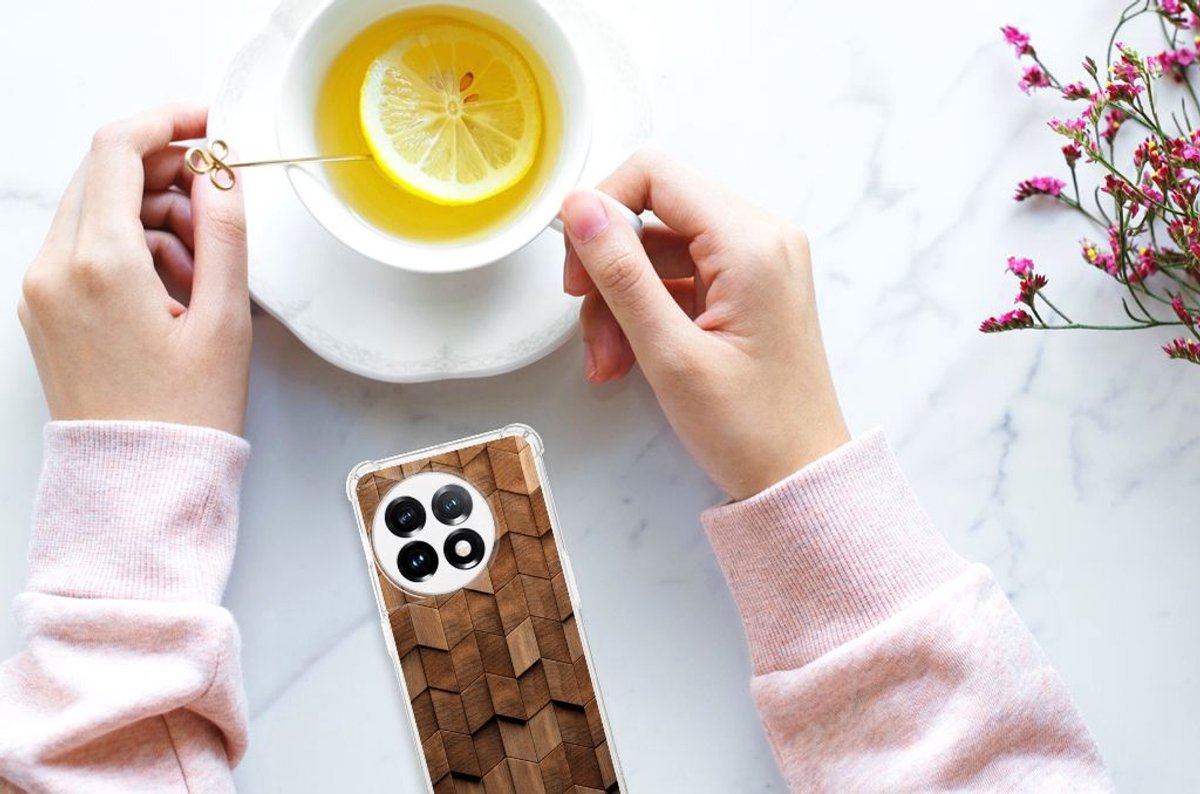 Stevig Telefoonhoesje voor OnePlus 11 Wooden Cubes
