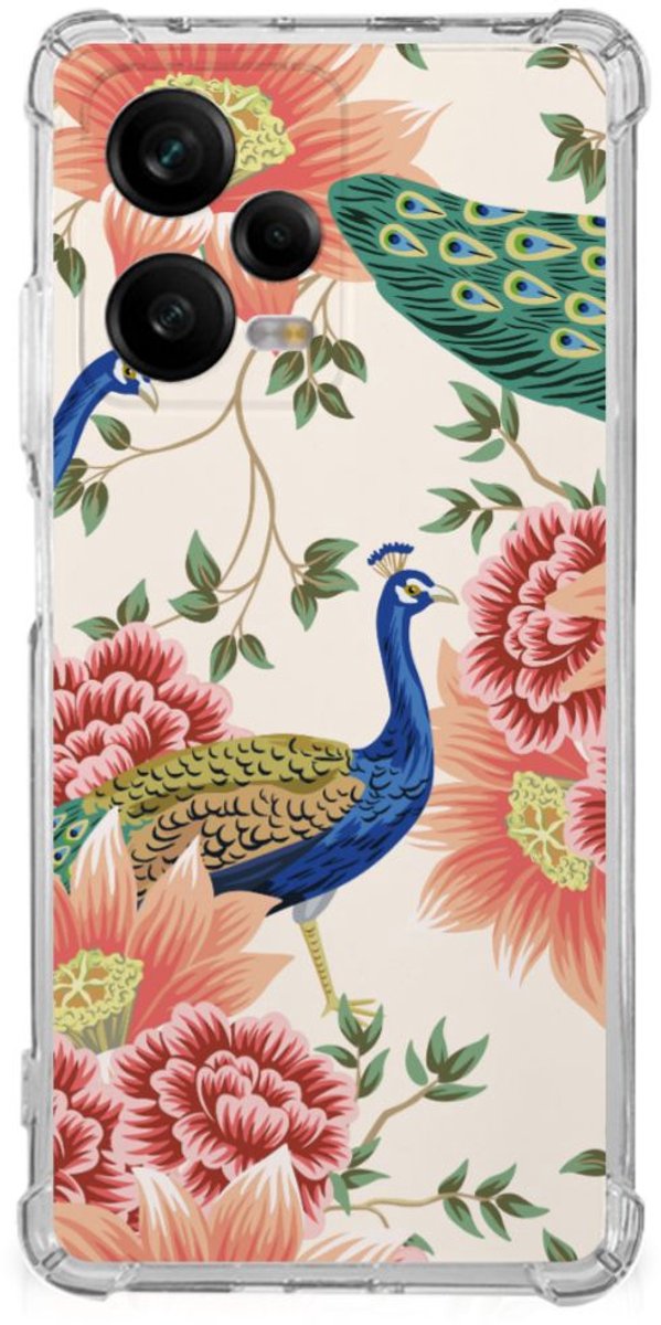 Case Anti-shock voor Xiaomi Redmi Note 12 Pro Pink Peacock