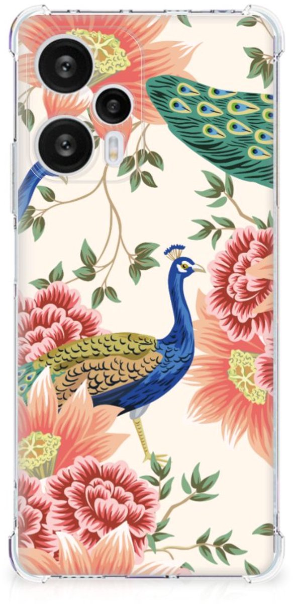Case Anti-shock voor Xiaomi Poco F5 Pink Peacock