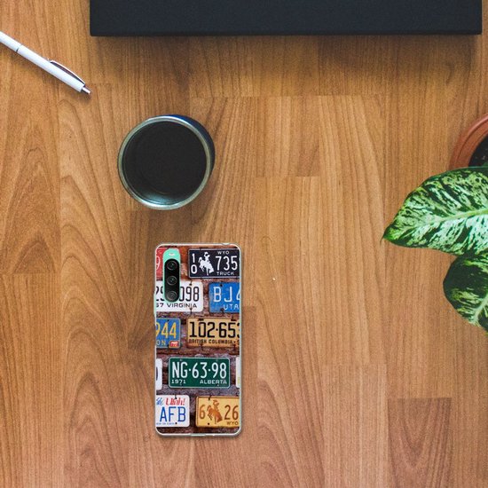 Coque pour Sony Xperia 10 V Housse en Cuir Etui de Protection Plaques D'Immatriculation