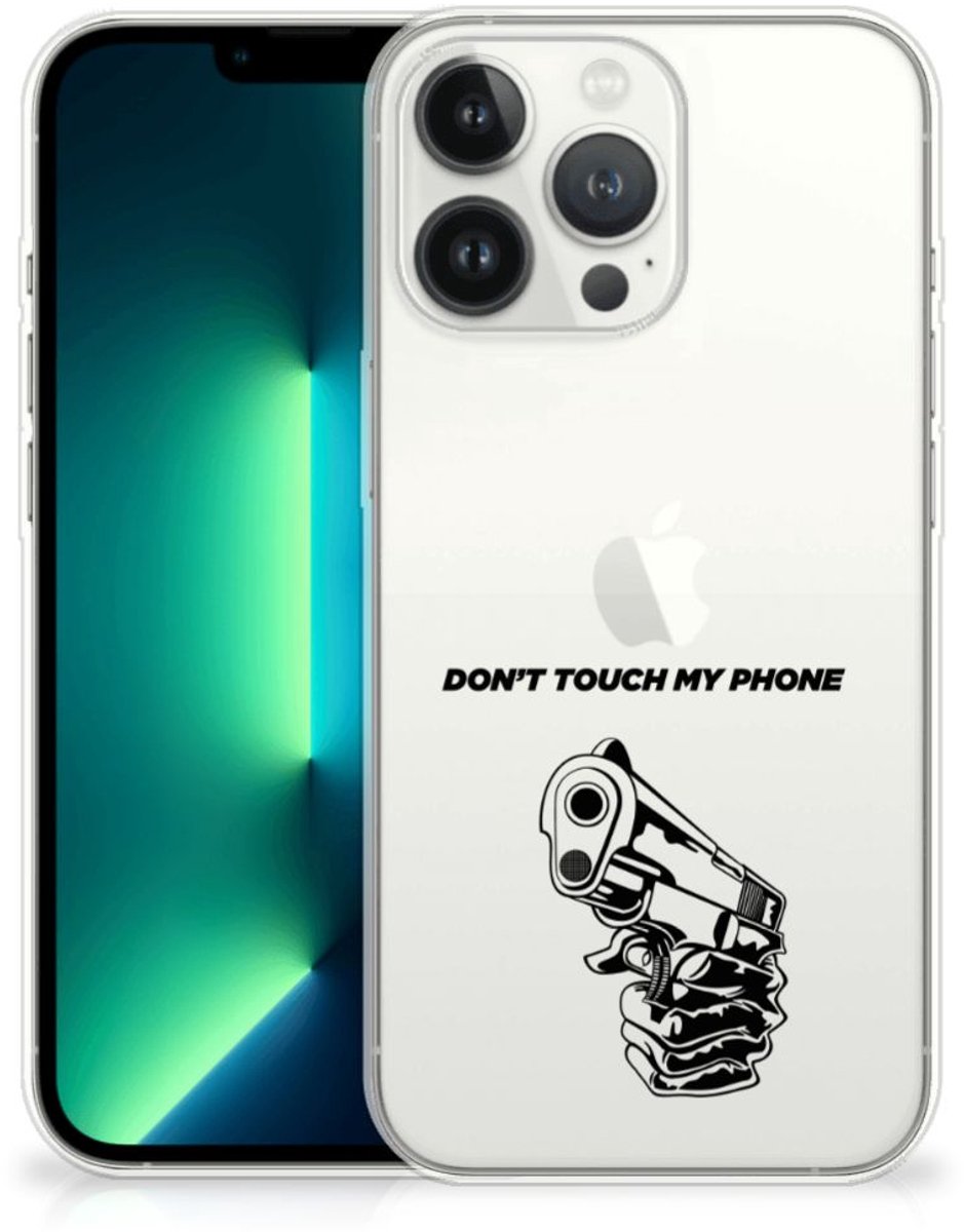 iPhone 13 Pro Max Silicone-hoesje Gun Don't Touch My Phone