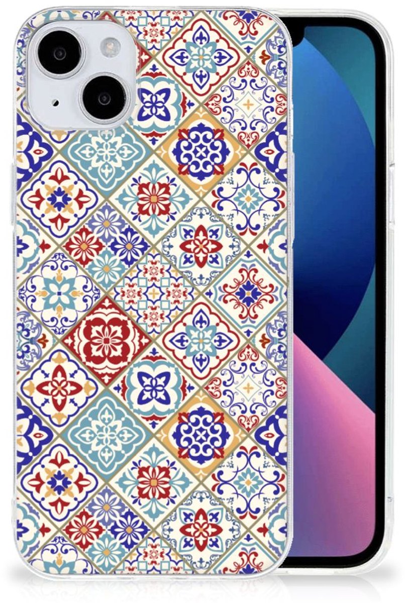 iPhone 15 Plus TPU Siliconen Hoesje Tiles Color