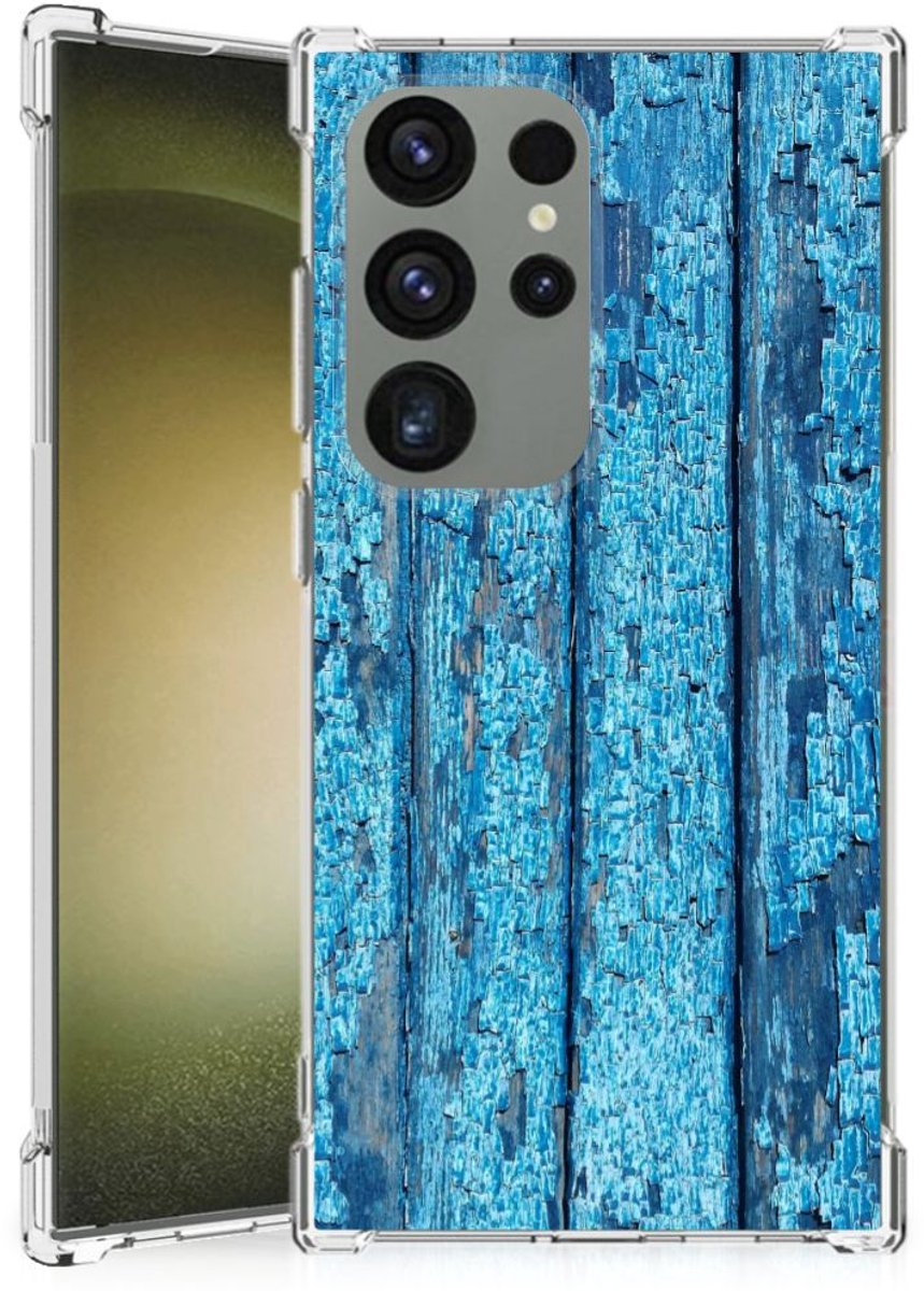 Samsung Galaxy S24 Ultra Stevig Telefoonhoesje Wood Blue