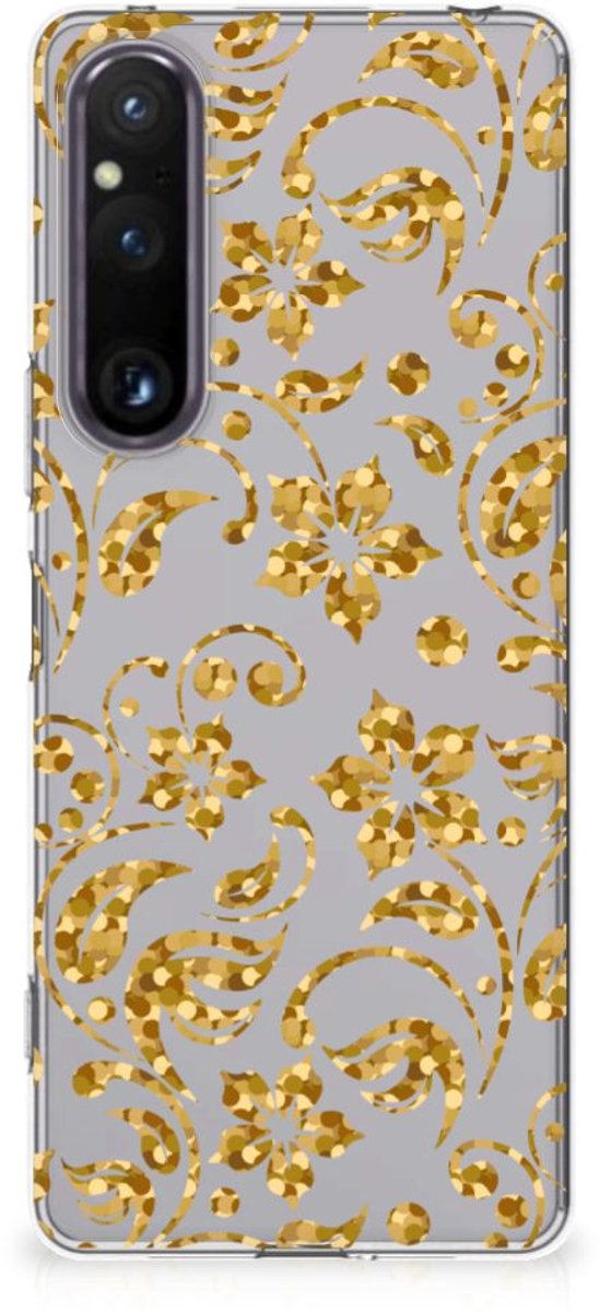 Sony Xperia 1 V TPU Case Gouden Bloemen