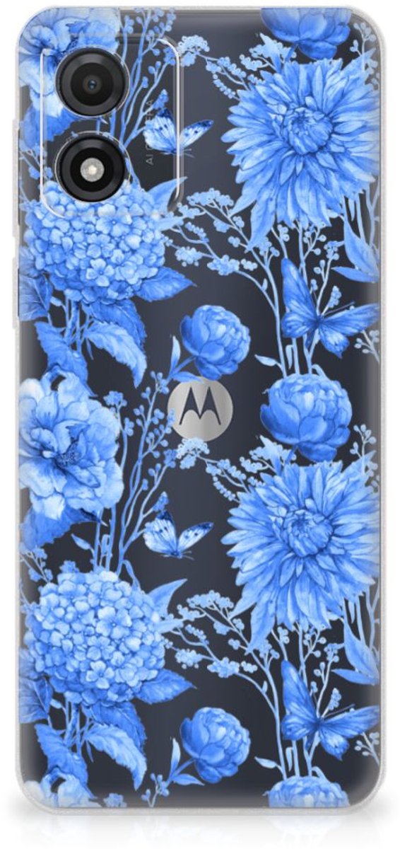 TPU Case voor Motorola Moto E13 Flowers Blue
