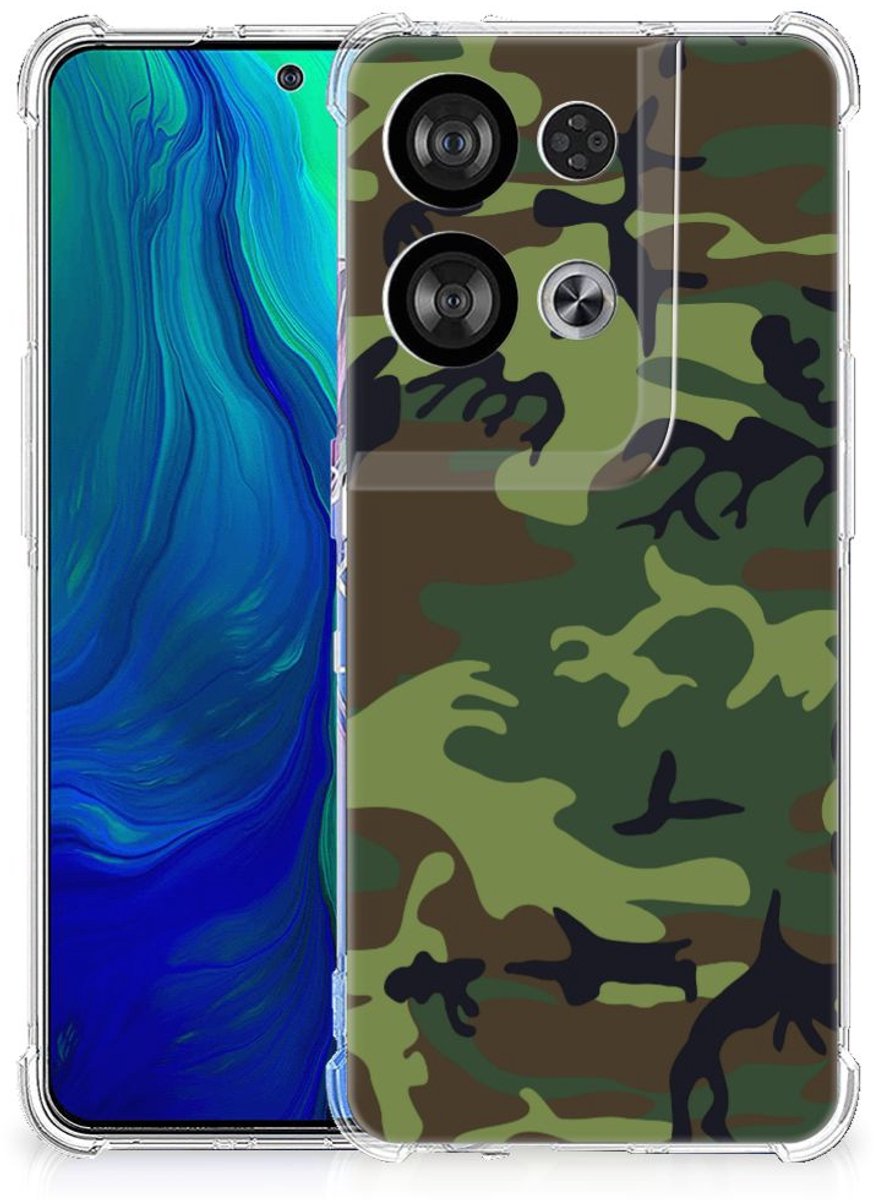 OPPO Reno8 Doorzichtige Silicone Hoesje Army Dark