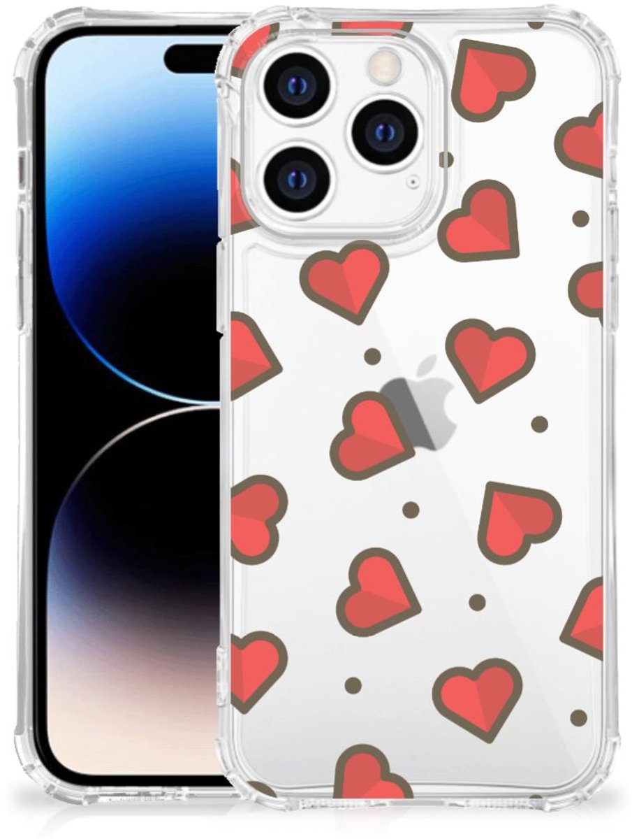 Apple iPhone 14 Pro Max Doorzichtige Silicone Hoesje Hearts