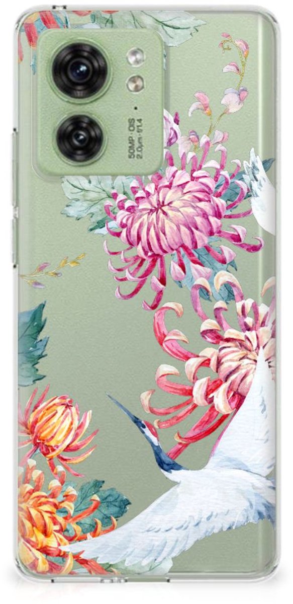 Motorola Edge 40 TPU Hoesje Bird Flowers