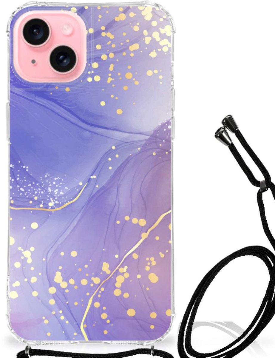 Back Cover voor iPhone 15 Plus Watercolor Paars