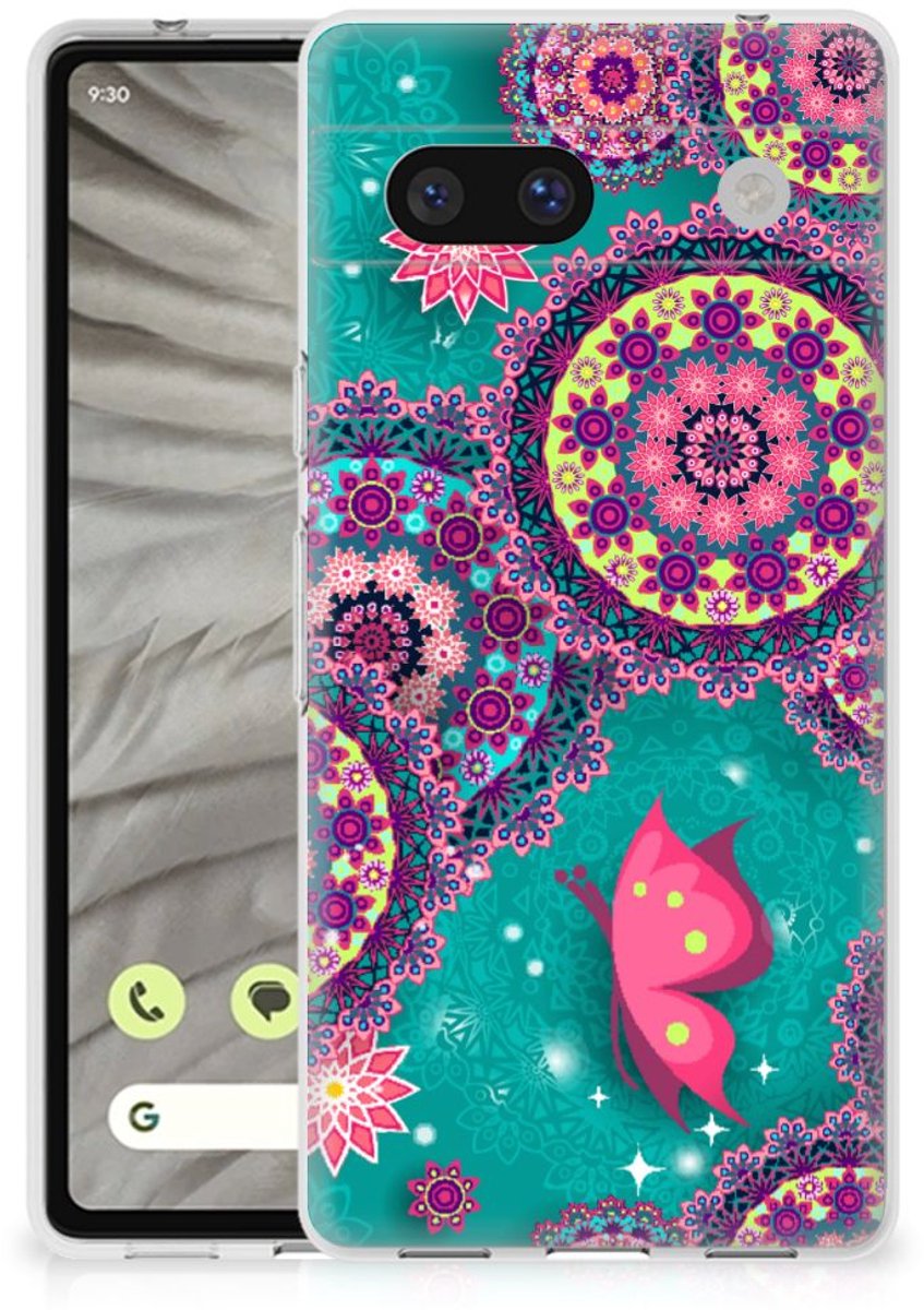 Back Cover voor Google Pixel 7A Hoesje maken Cirkels en Vlinders