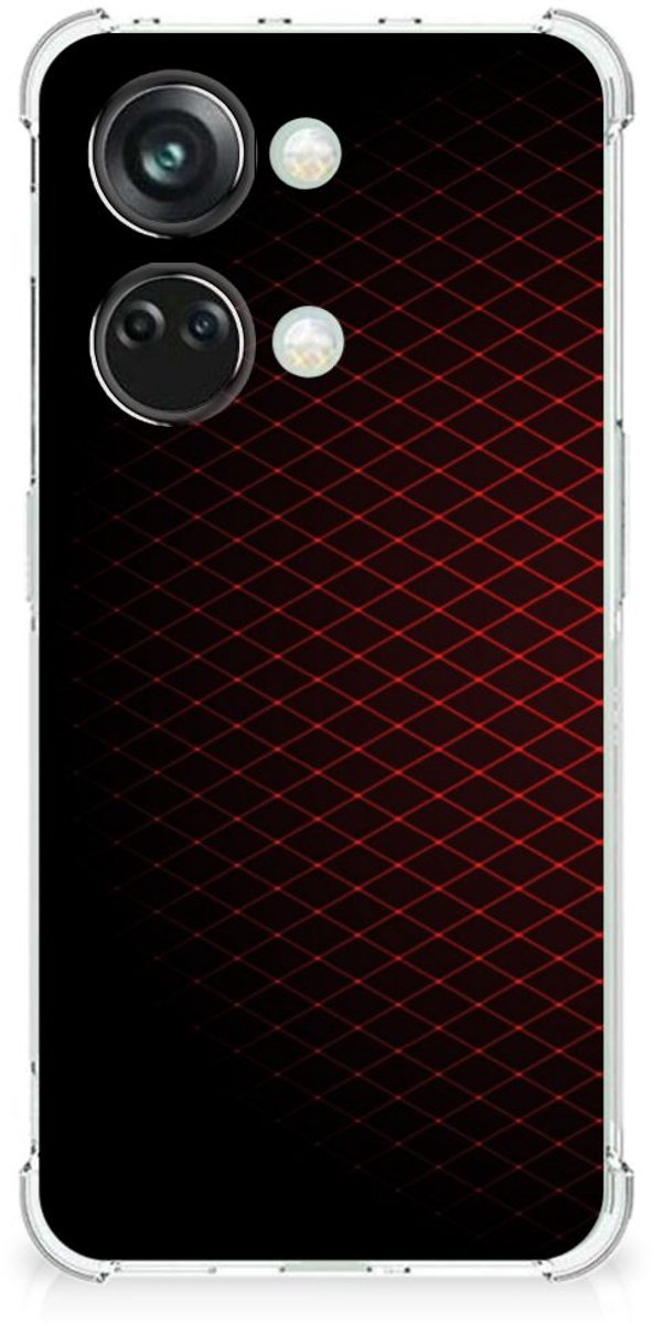 OnePlus Nord 3 Doorzichtige Silicone Hoesje Geruit Rood