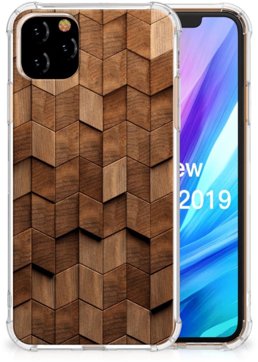 Stevig Telefoonhoesje voor Apple iPhone 11 Pro Max Wooden Cubes