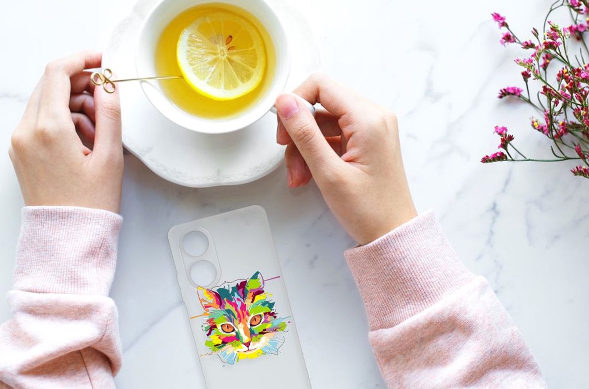 Back Cover voor OPPO A58 4G Telefoonhoesje met Naam Cat Color