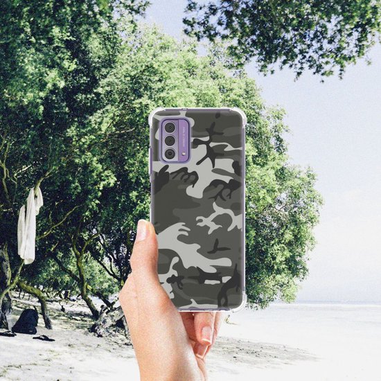 Coque de téléphone adaptée au smartphone Nokia G42, avec bord transparent, Army Light