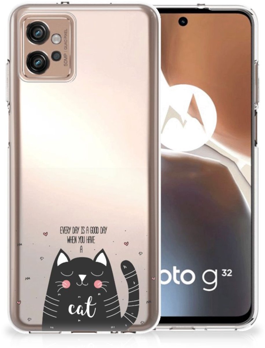 Motorola Moto G32 Telefoonhoesje met Naam Cat Good Day