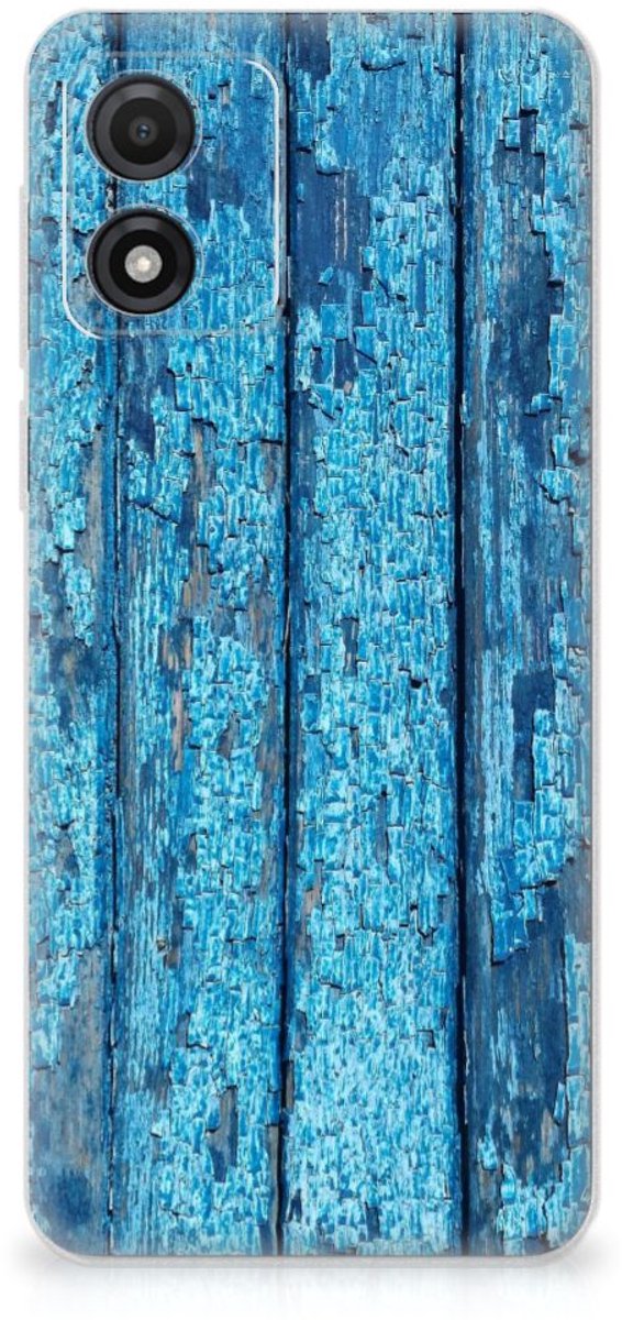 Motorola Moto E13 Bumper Hoesje Wood Blue