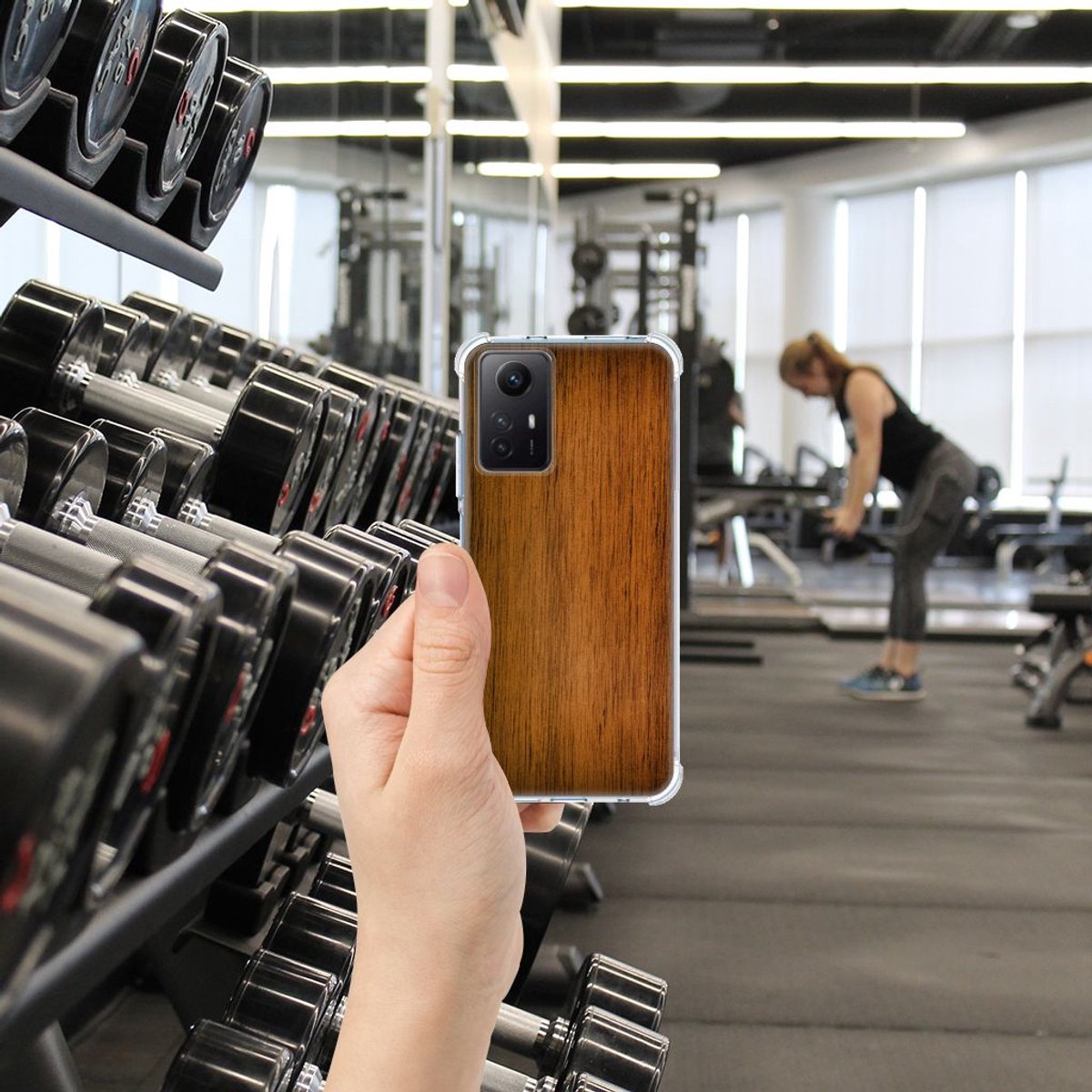 Xiaomi Redmi Note 12s Stevig Telefoonhoesje Donker Hout