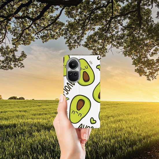 Bookcase mobile Valentine Gift Cheveux Convient pour OPPO Reno10 | 10 Pro Smart Cover Case Avocat Chantant