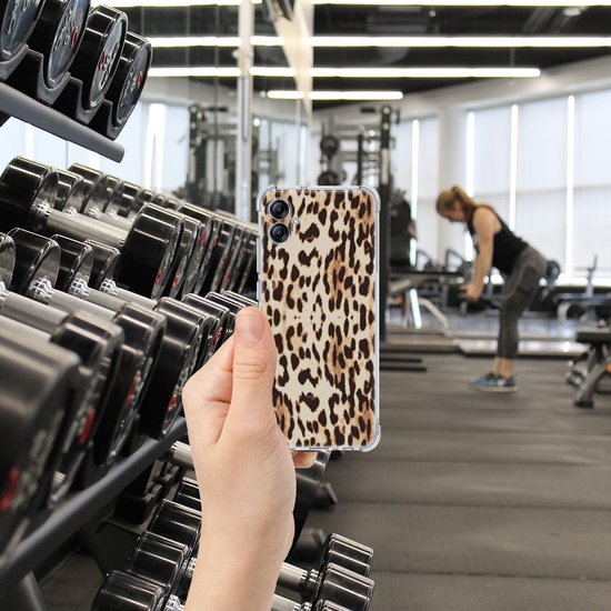 Coque tendance pour smartphone Samsung Galaxy A04e avec bord transparent Léopard