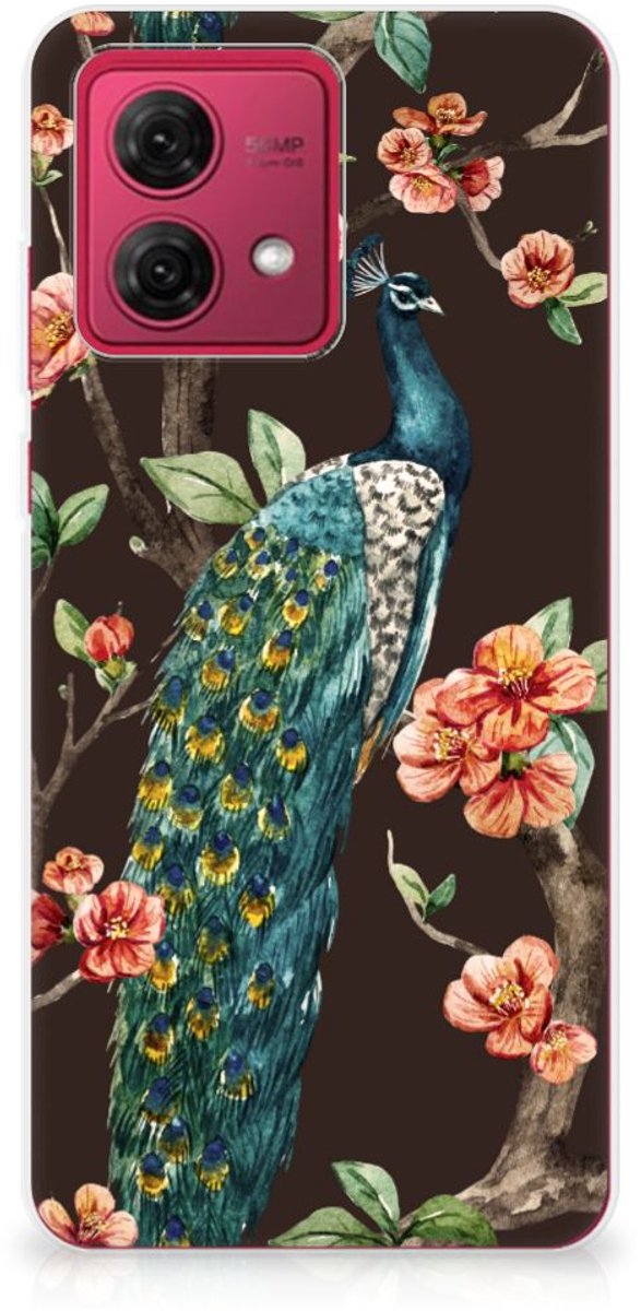 Motorola Moto G84 TPU Hoesje Pauw met Bloemen