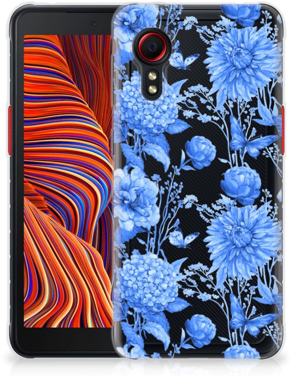 TPU Case voor Samsung Galaxy Xcover 5 Flowers Blue