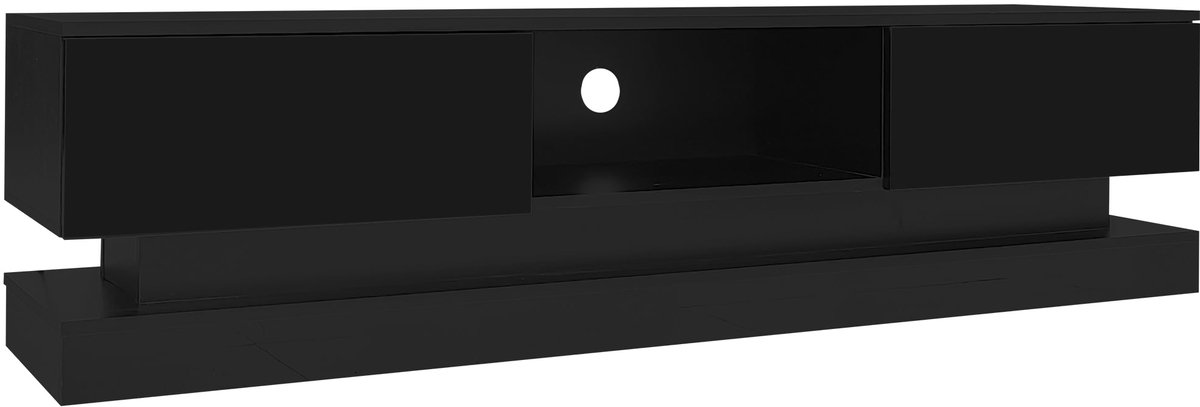 Merax TV-meubel met LED-verlichting - Zwart Hoogglans - 160 cm - Geschikt voor 60-inch TV's - 2 lades