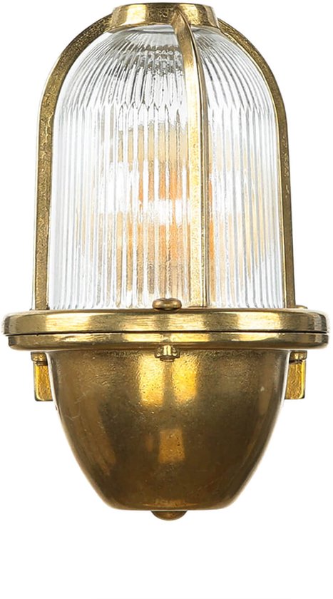 Licht-Erlebnisse Außenwandlampe Messing Glas IP64 für Terrasse Garten H
