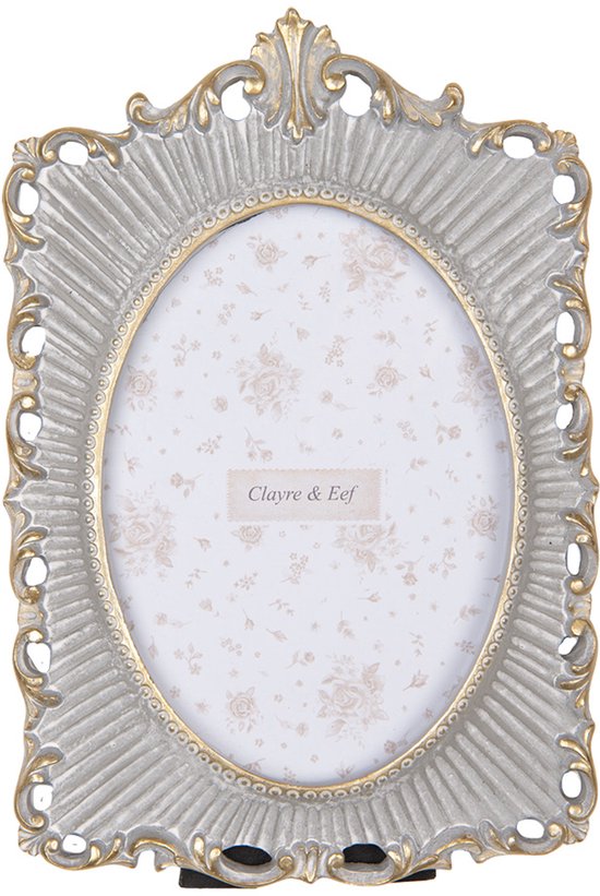 Clayre & Eef Cadre photo 13x18 cm Gris Couleur or Plastique Verre