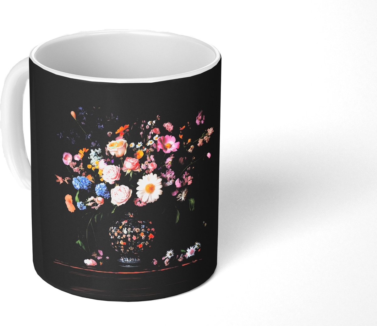 Mok - Koffiemok - Bloemenvaas - Hout - Bloemen - Boeket - Mokken - 350 ML - Beker - Koffiemokken - Theemok