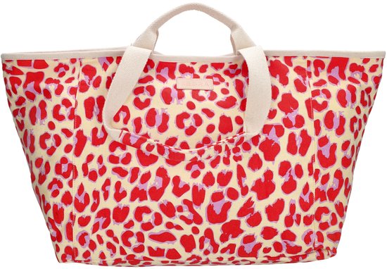 Zebra Trends Richelle Strandtas - Ritssluiting - Schoudertas - Ritsvak - Shopper - Zomertas - Beach - Luipaardprint rood