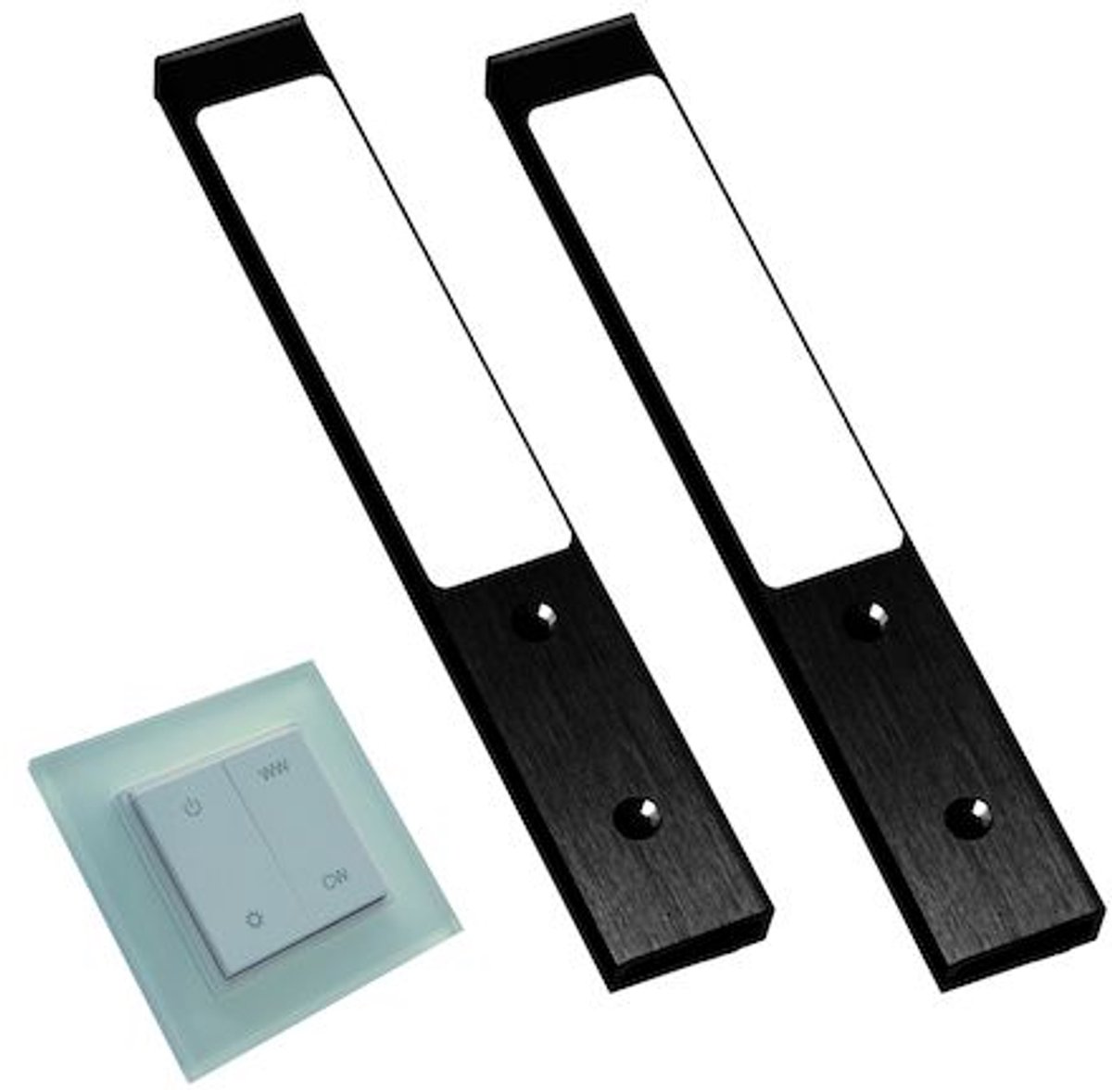 Rettangolo Emotion LED set van 2 spots met emotion kleur / dim wandschakelaar 12V zwart