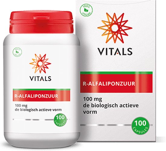 Vitals R-Alfaliponzuur 100 mg - 100 capsules - enzymen. De biologisch actieve vorm.