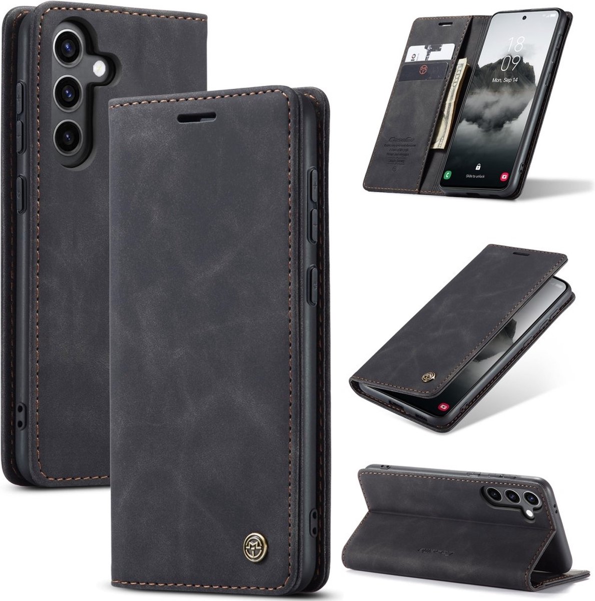 CaseMe Hoesje - Geschikt voor Samsung Galaxy S25 Hoesje - CaseMe 013 Book Case - Zwart