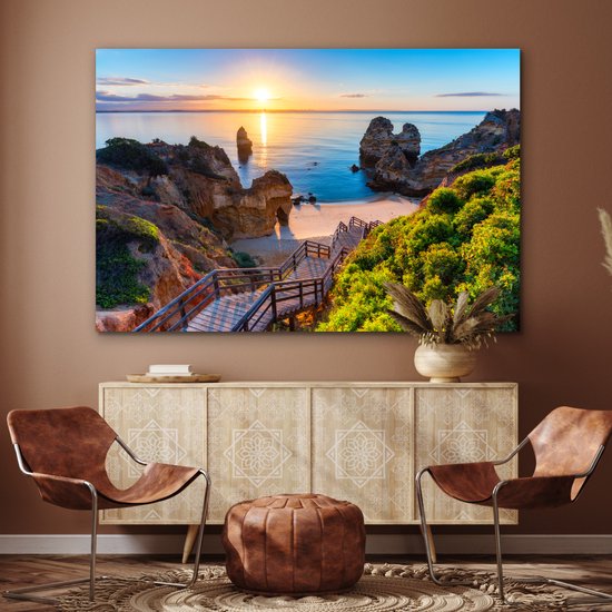 Décoration murale Métal - Peinture Aluminium Industrielle - Plage - Mer - Portugal - 180x120 cm - Dibond - Photo sur aluminium - Décoration murale industrielle - Pour le salon / chambre